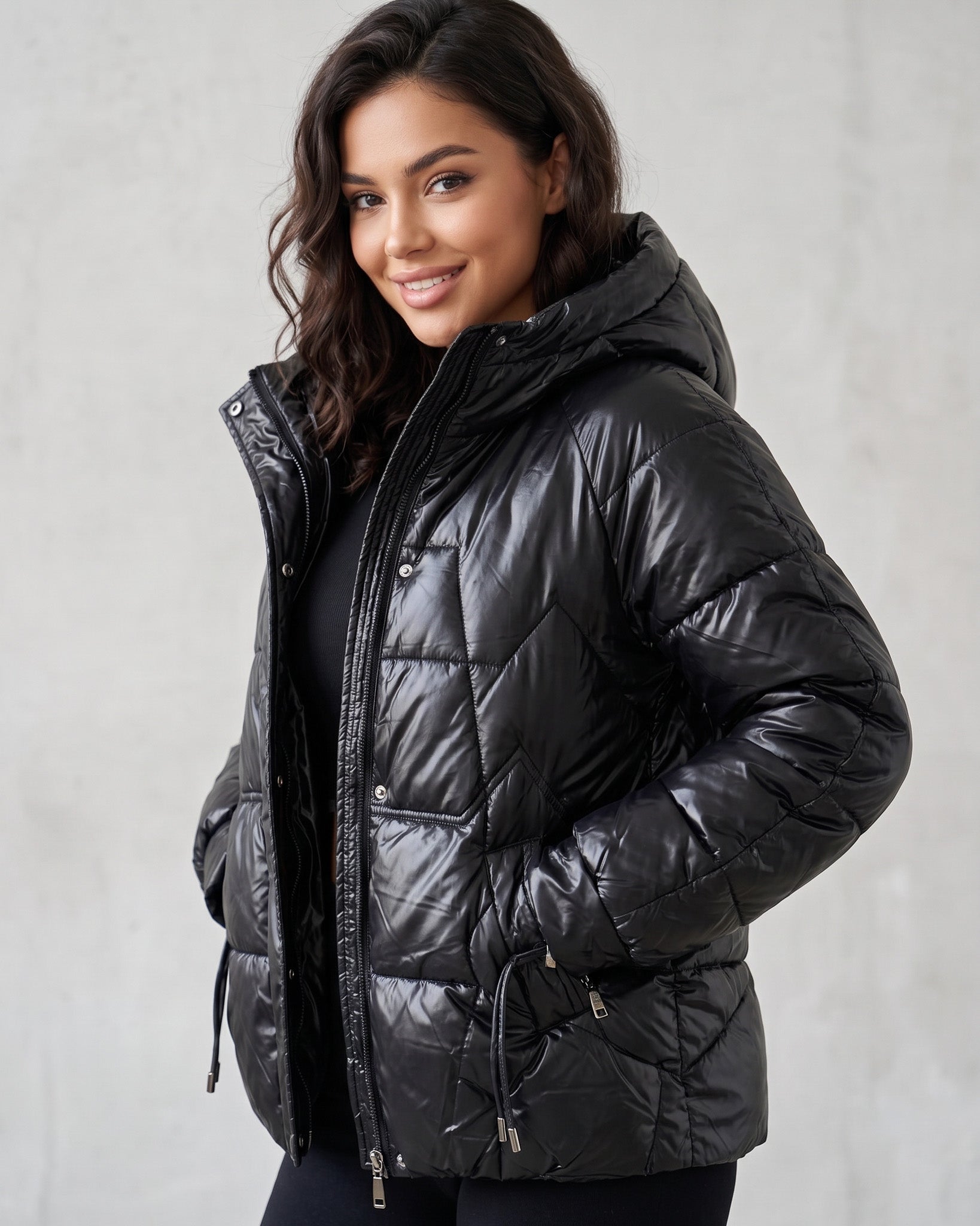 Parka Puffer Satinada: Estilo Urbano, Térmico y Premium - EXU1755