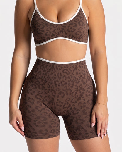 Set Fitness Animal Print Short Tiro Alto Y Top
