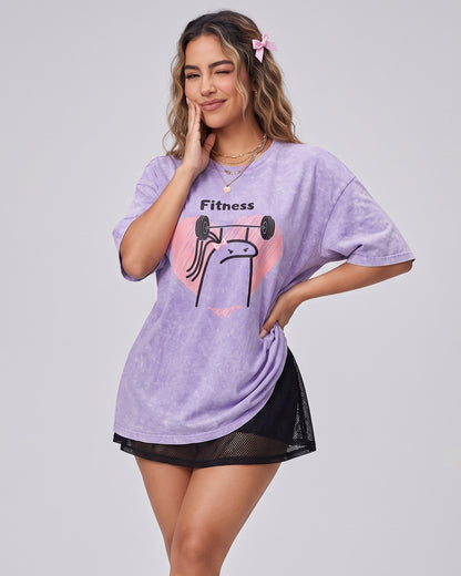 Polera Fitness Oversize - Vintage Gym Look Prelavada Pro - A366