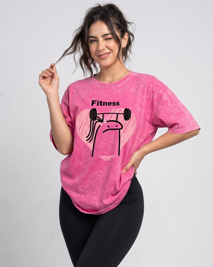 Polera Fitness Oversize - Vintage Gym Look Prelavada Pro - A366