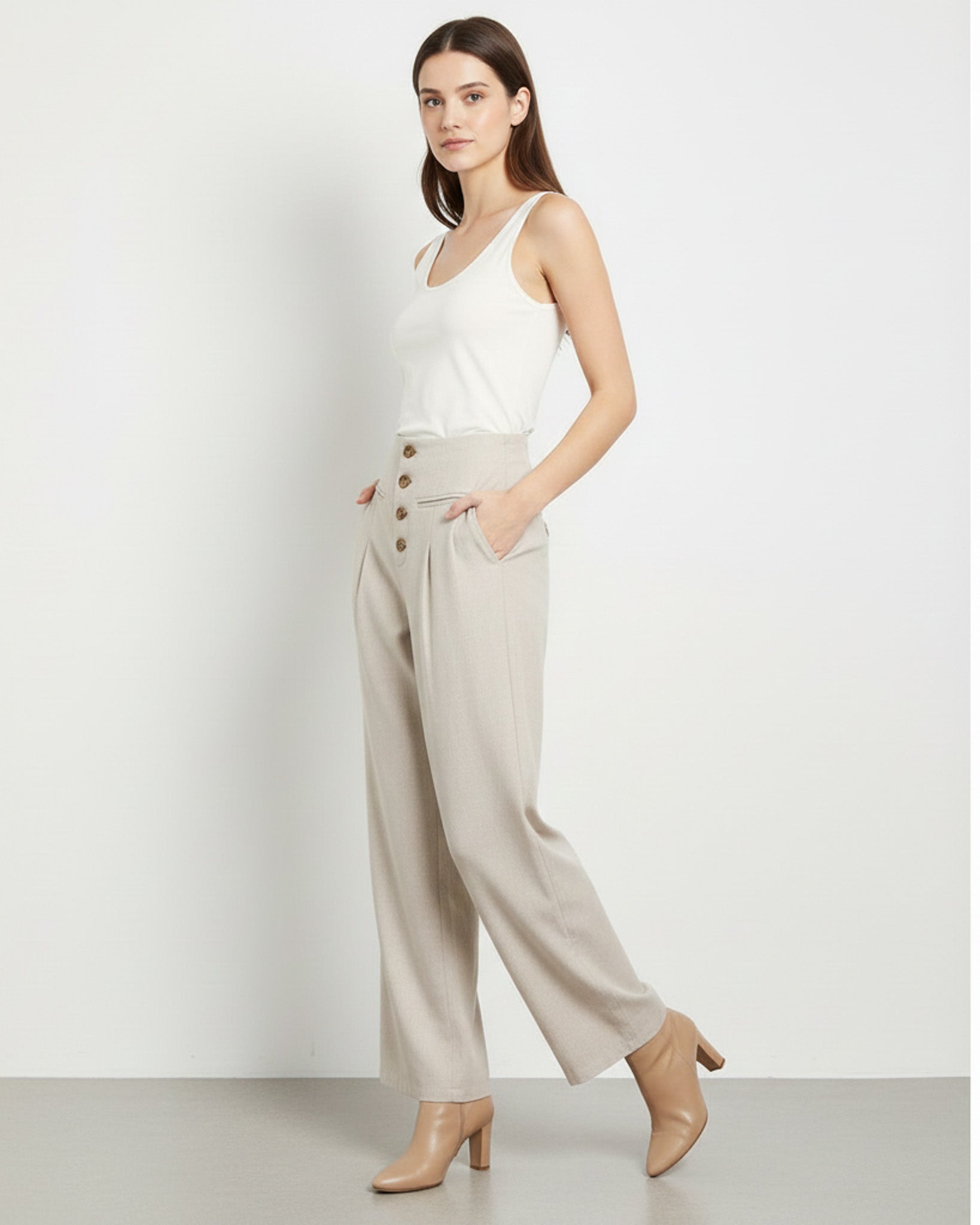 Pantalon Palazzo Mujer Cintura Alta - Verano - ZM2524