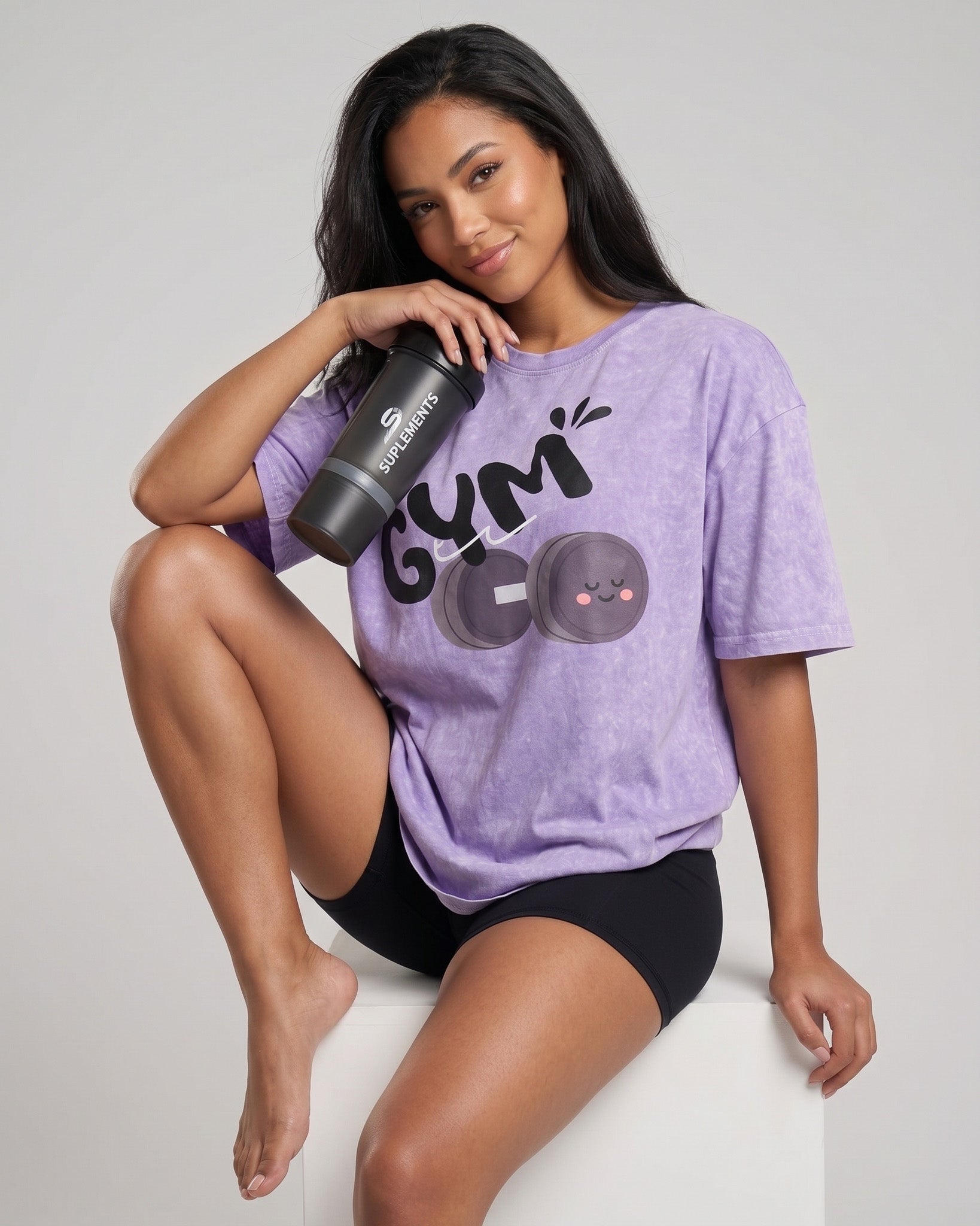 Polera Gym Oversize Mujer - Look Retro & Suave Prelavada - A366