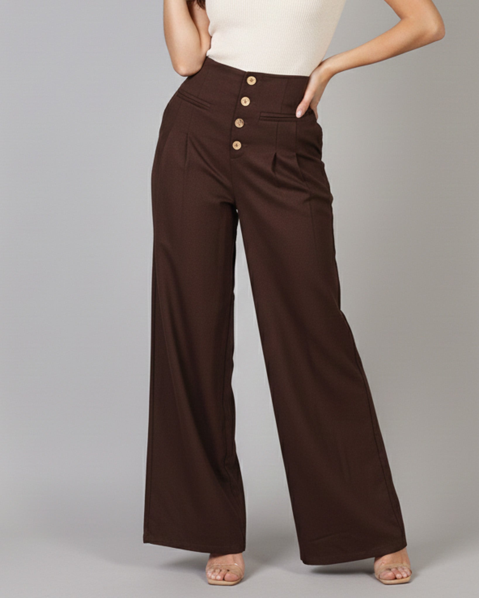 Pantalon Palazzo Mujer Cintura Alta - Verano - ZM2524
