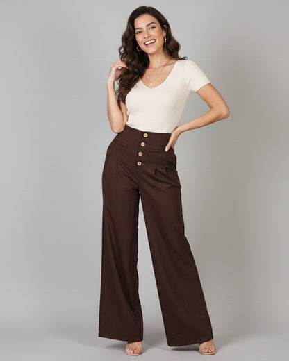 Pantalon Palazzo Mujer Cintura Alta - Verano - ZM2524