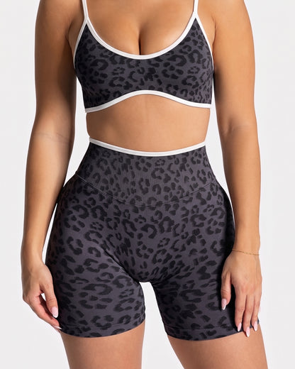 Set Fitness Animal Print Short Tiro Alto Y Top