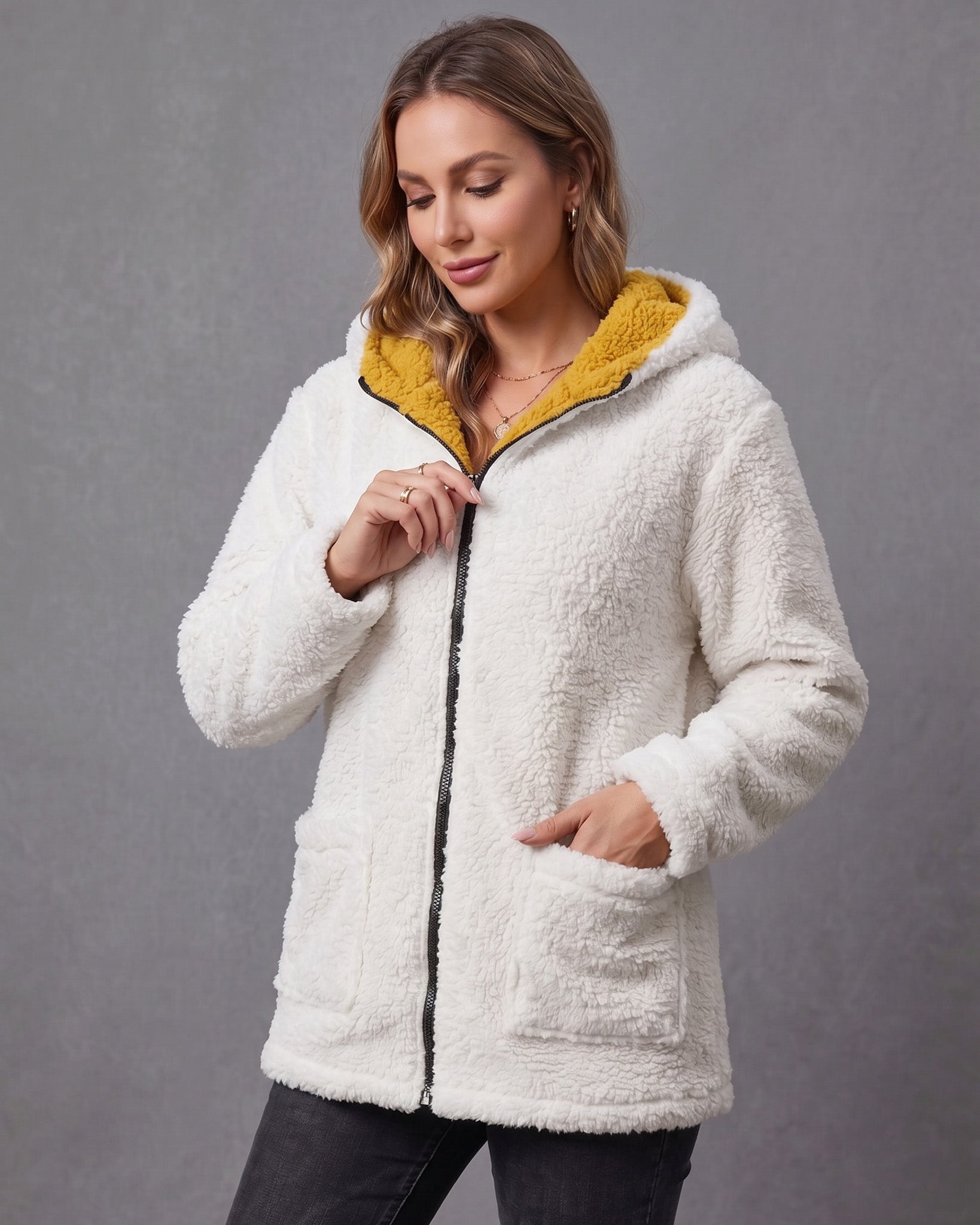 Chaqueta Abrigo Reversible Chiporro Mujer Capucha Invierno - JC516020