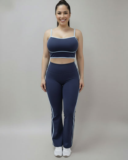 Conjunto Deportivo Mujer Top y Calza Flare Calidad Premium - YJ252