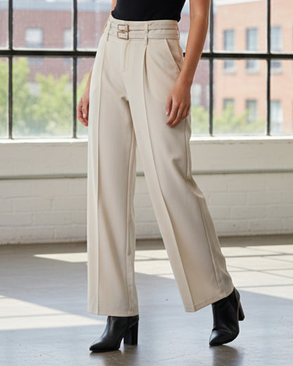 Pantalon Palazzo De Vestir Con Dos Cinturones Tiro Alto