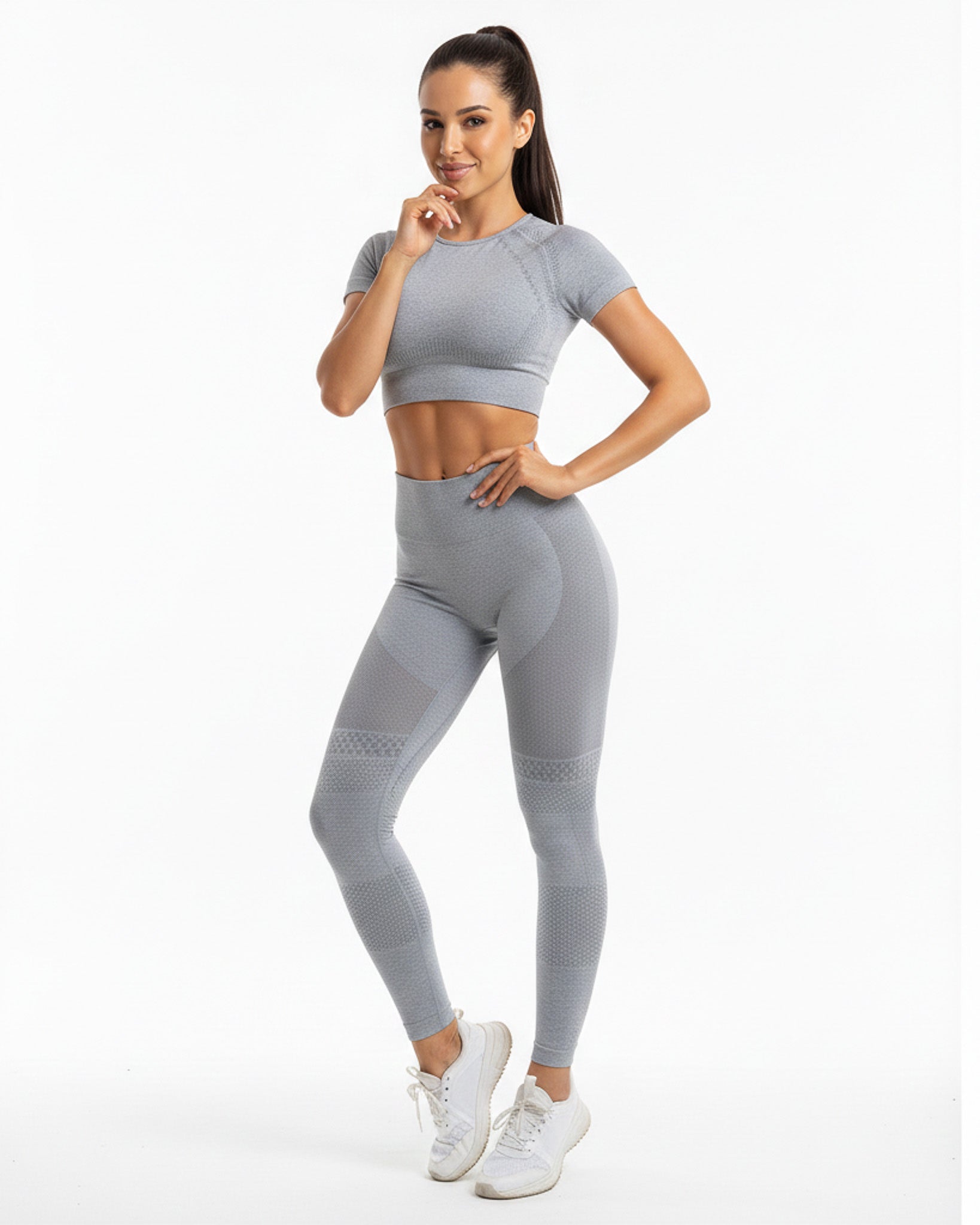 Conjunto Deportivo Mujer Peto de Manga Corta y Calza Push Up - 88152