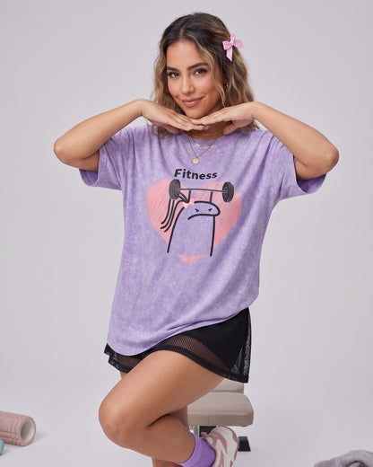 Polera Fitness Oversize - Vintage Gym Look Prelavada Pro - A366