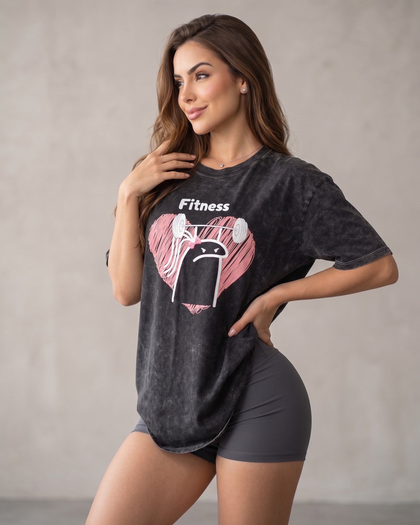 Polera Fitness Oversize - Vintage Gym Look Prelavada Pro - A366