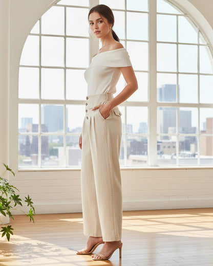 Pantalon Palazzo Mujer Cintura Alta - Verano - ZM2524