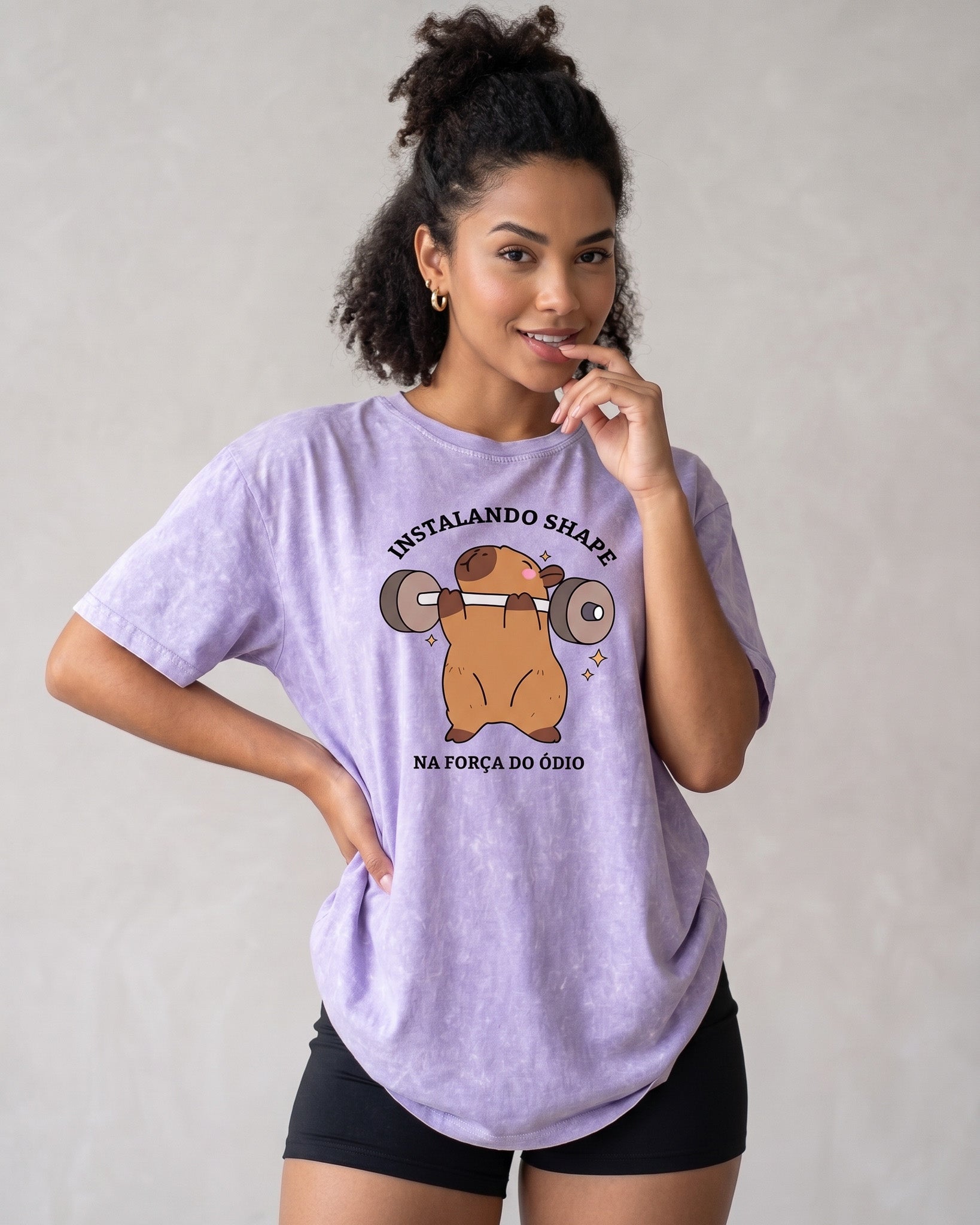 Polera Oversize Capybara - Vintage Gym Look Prelavada - A366