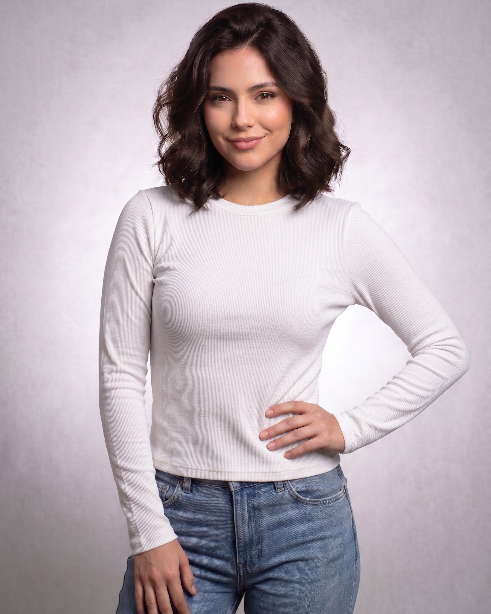 Polera Manga Larga Mujer Calce Ajustado - Básica Esencial - YY642