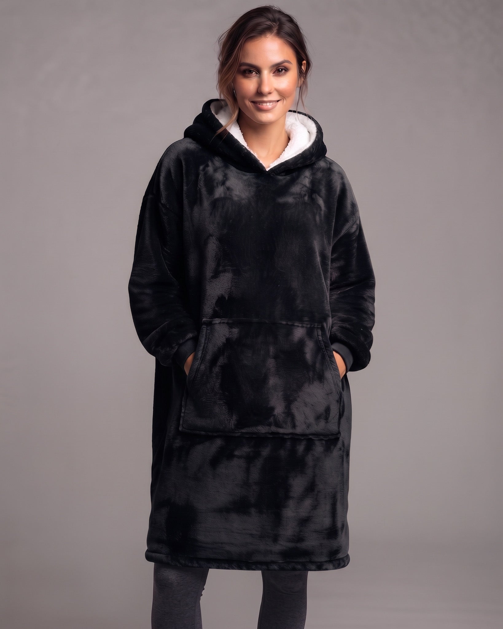 Maxi Poleron Manta Sherpa Bata Polar Con Capucha Invierno - Y501