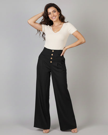 Pantalon Palazzo Mujer Cintura Alta - Verano - ZM2524