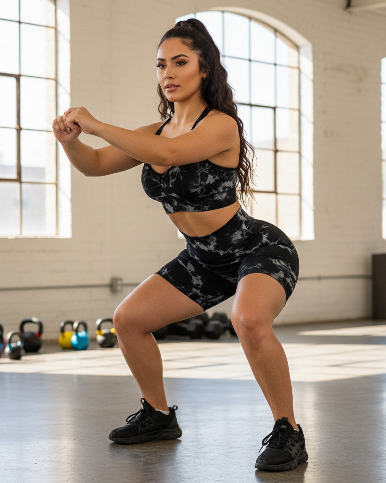 Conjunto Tie Dye Push Up Short y Peto con Tiras Cruzadas YJ168