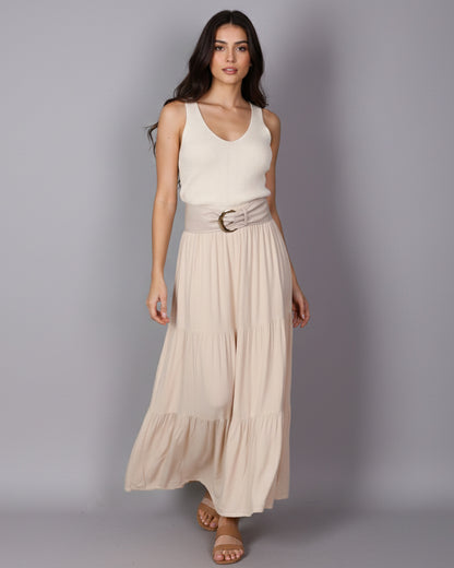 Falda Larga Elegant Mujer Con Cinturon Tiro Alto - HG25122