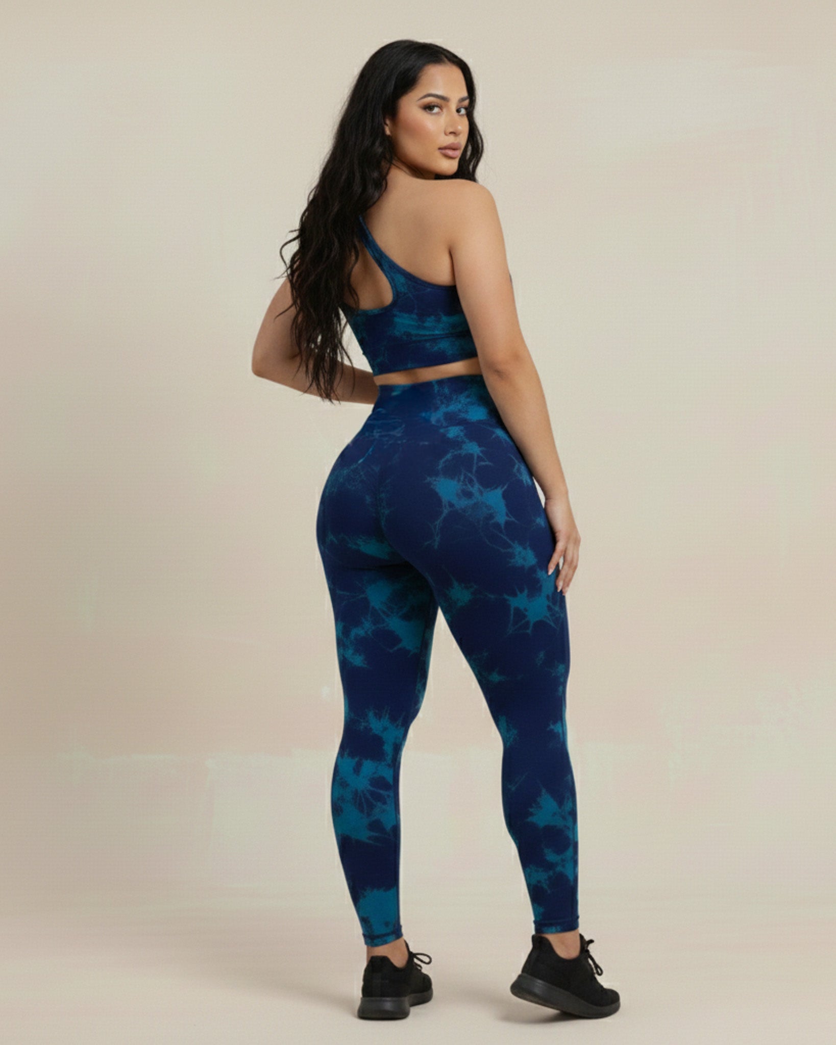 Conjunto de 2 piezas con top y leggings tie dye