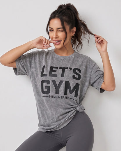 Polera Oversize Lets Gym - Look Retro Urbano Prelavada - A366