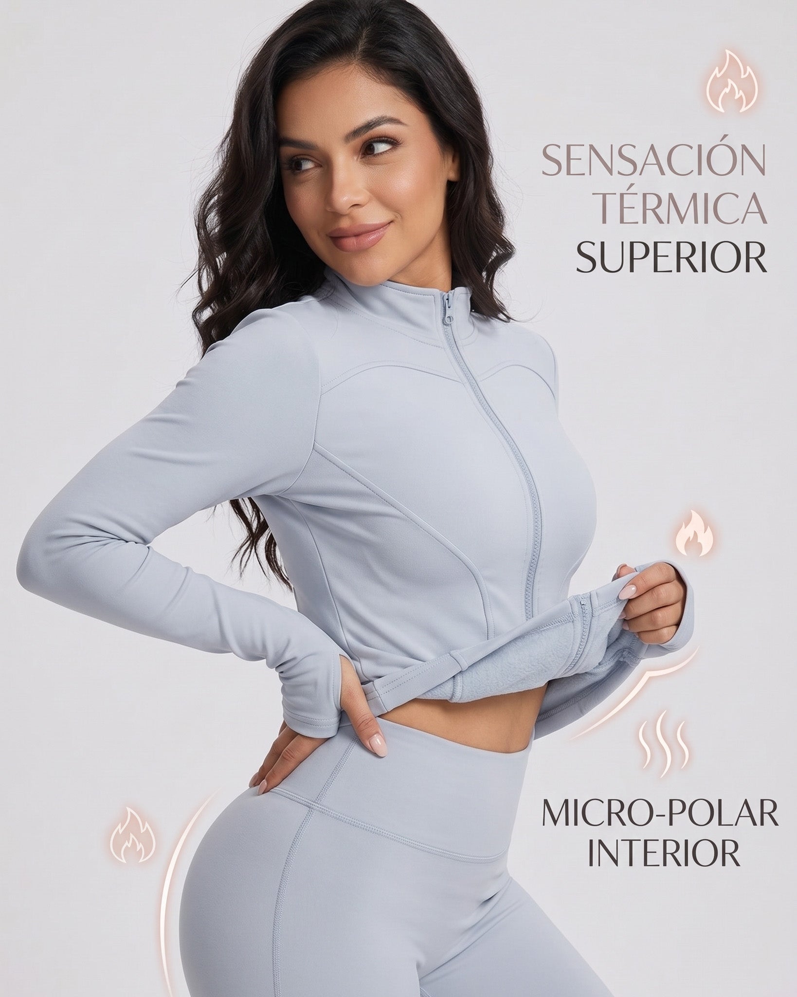 Chaqueta Polar Deportiva Térmica Modeladora Pasadedo Mujer - JYT046