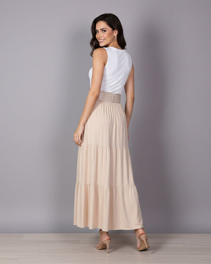 Falda Larga Elegant Mujer Con Cinturon Tiro Alto - HG25122