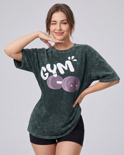 Polera Gym Oversize Mujer - Look Retro & Suave Prelavada - A366