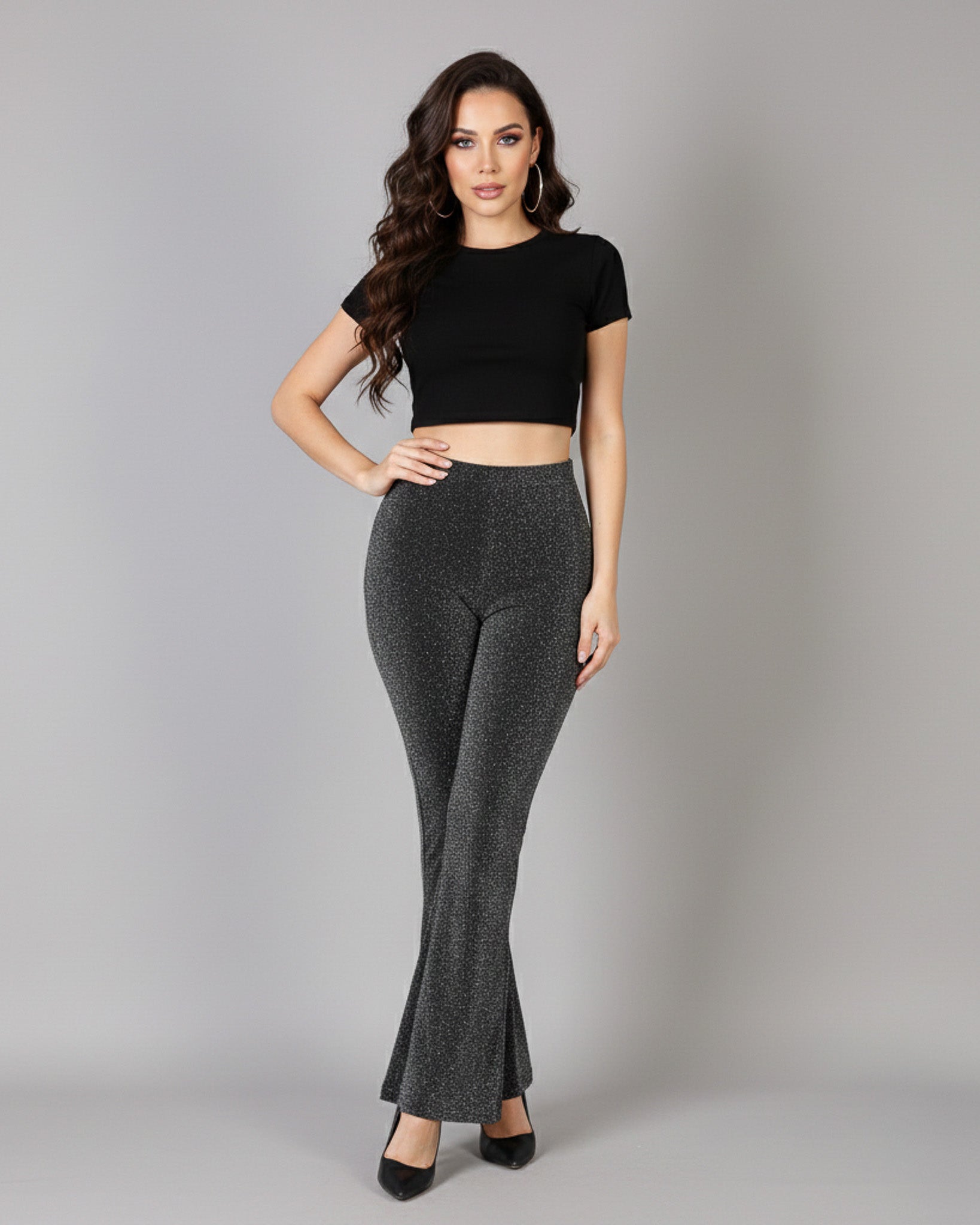 Pantalon Palazzo Elasticado y Brilloso Tendencia Biribum - TJ13037