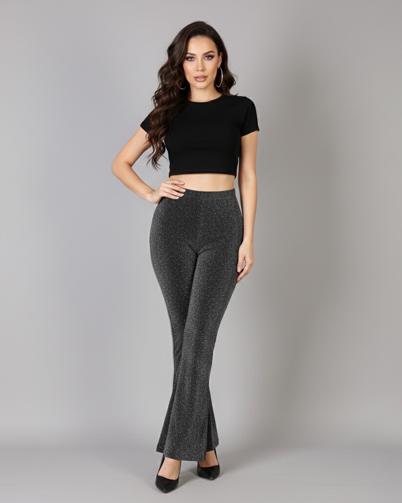 Pantalon Palazzo Elasticado y Brilloso Tendencia Biribum