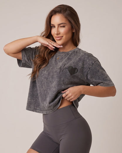 Polera Mujer Corazón Retro Gym - Ultra Suave Training - A365