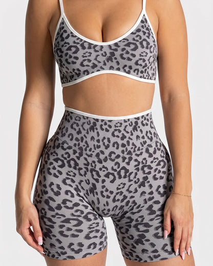Set Fitness Animal Print Short Tiro Alto Y Top