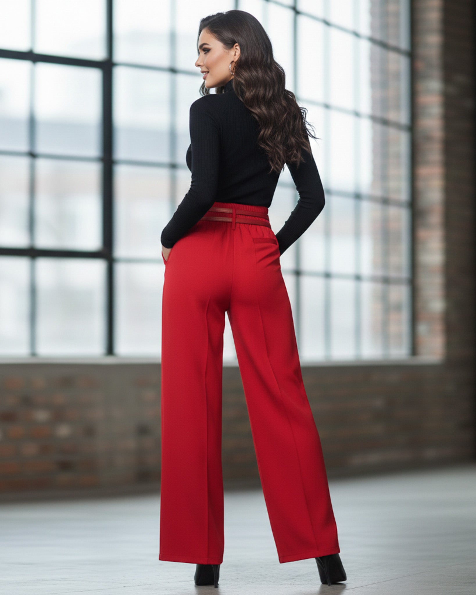 Pantalon Palazzo De Vestir Con Dos Cinturones Tiro Alto