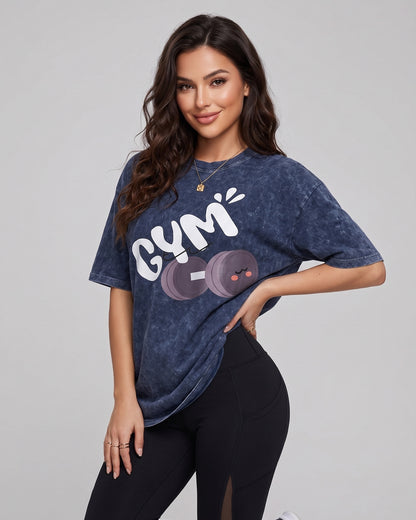 Polera Gym Oversize Mujer - Look Retro & Suave Prelavada - A366
