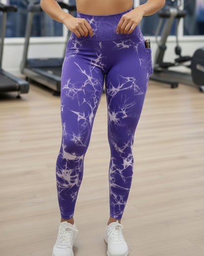 Calza Deportiva Mujer tie dye con bolsillo Push up - YJ191