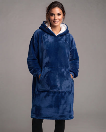 Maxi Poleron Manta Sherpa Bata Polar Con Capucha Invierno - Y501