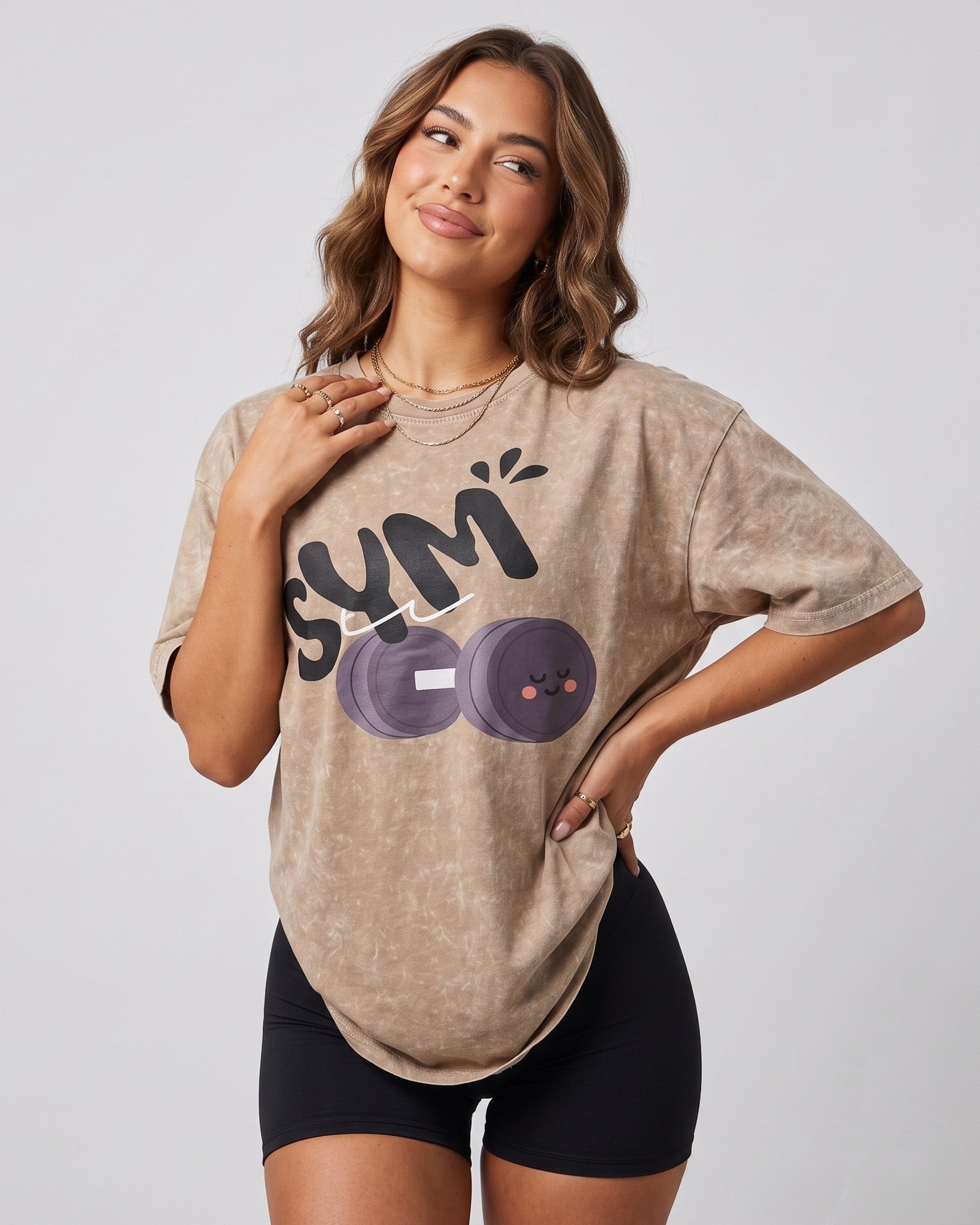 Polera Gym Oversize Mujer - Look Retro & Suave Prelavada - A366