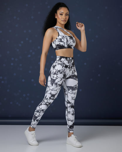 Conjunto de 2 piezas con top y leggings tie dye