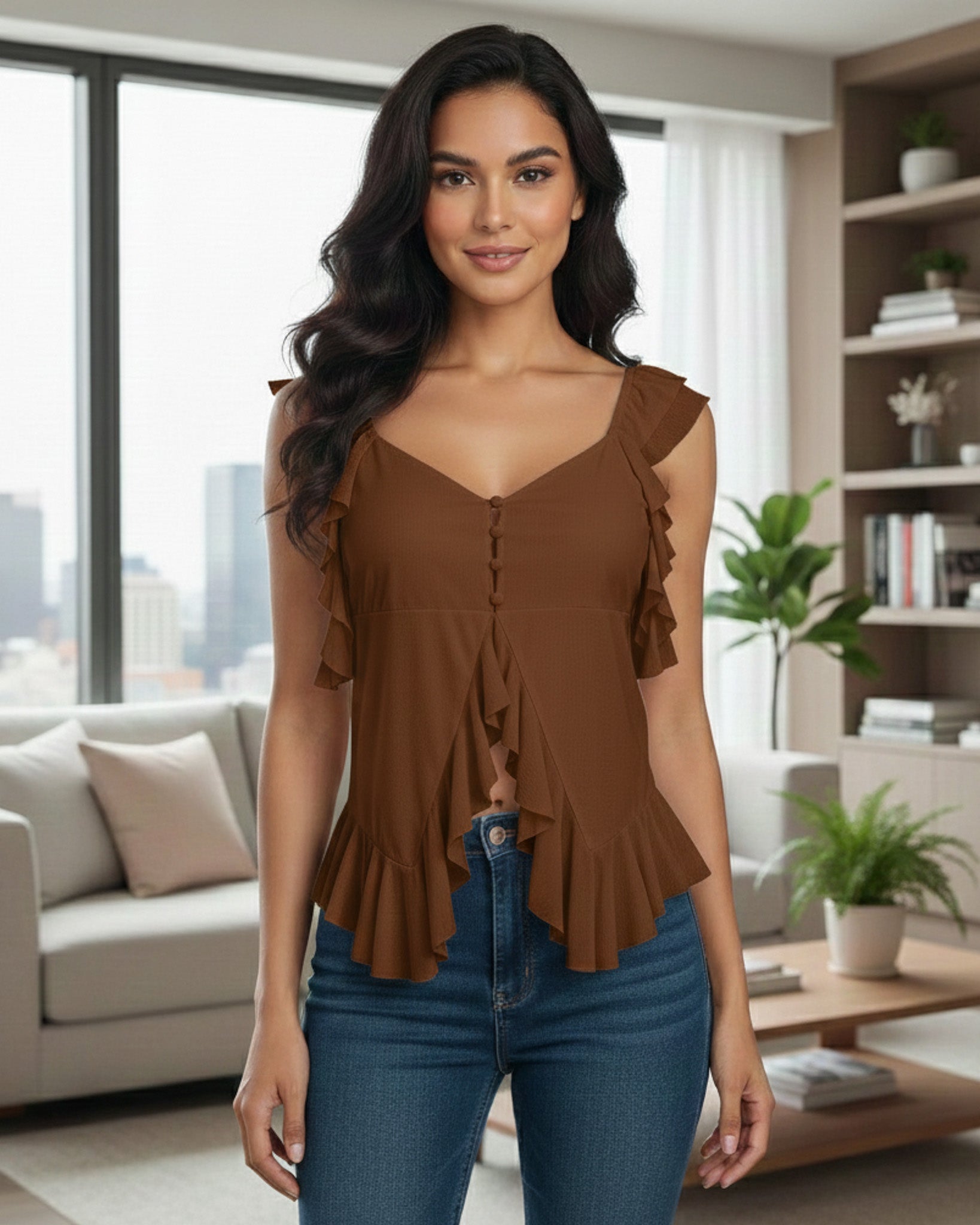 Blusa Fresca Mujer con Flecos Sueltos - HG25066