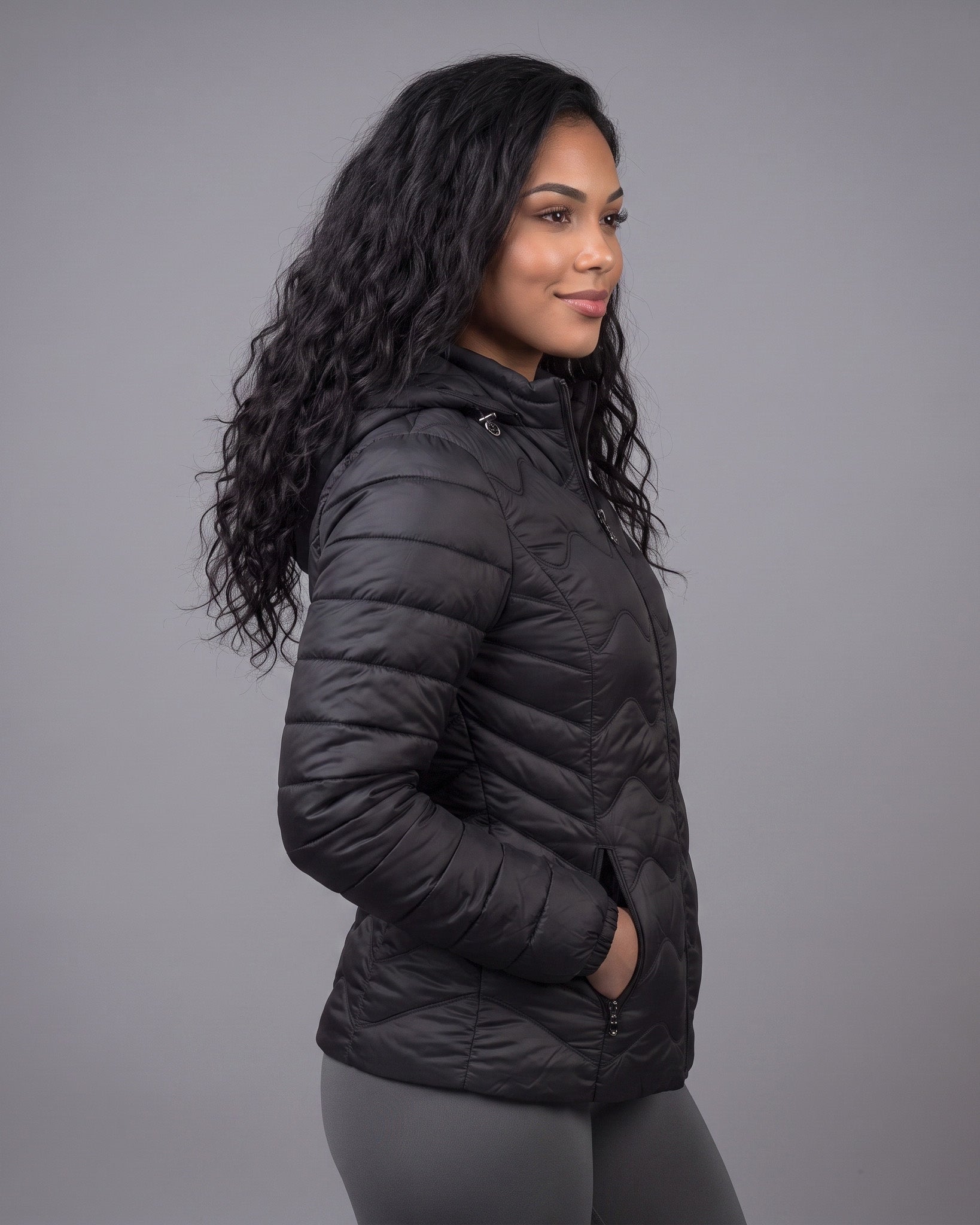 Parka Puffer Mujer Impermeable Capucha Desmontable Térmica - ELX1614