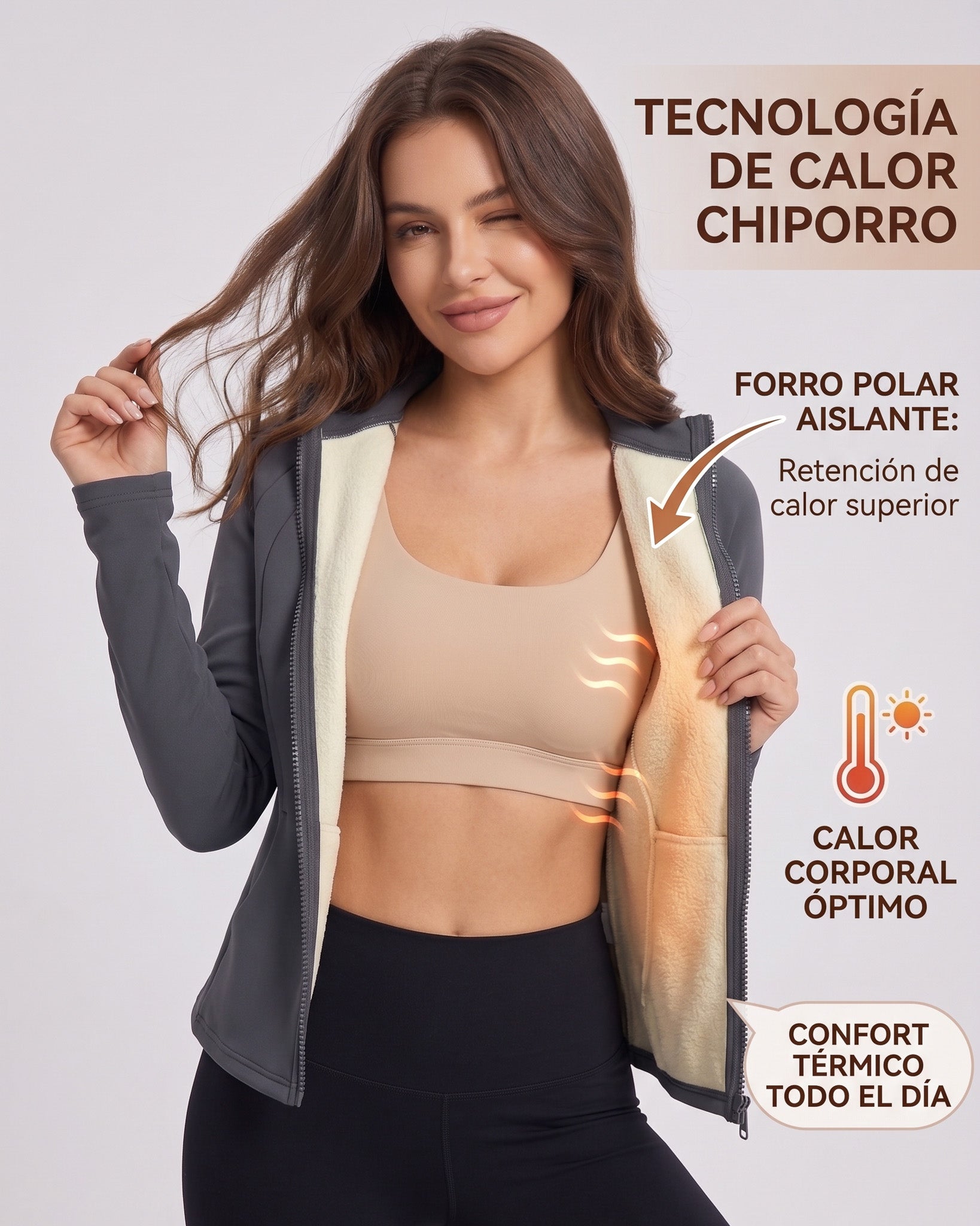 Chaqueta Chiporro Térmica Entallada Modeladora con Pasadedo - JYT045