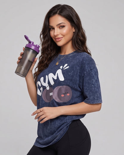 Polera Gym Oversize Mujer - Look Retro & Suave Prelavada - A366