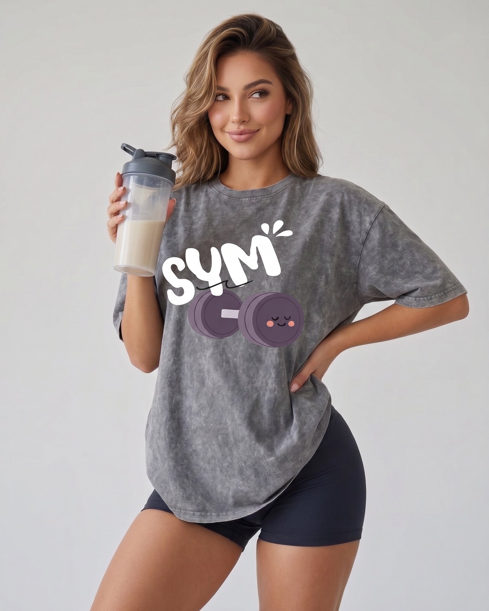 Polera Gym Oversize Mujer - Look Retro & Suave Prelavada - A366