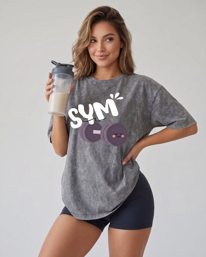 Polera Gym Oversize Mujer - Look Retro & Suave Prelavada - A366