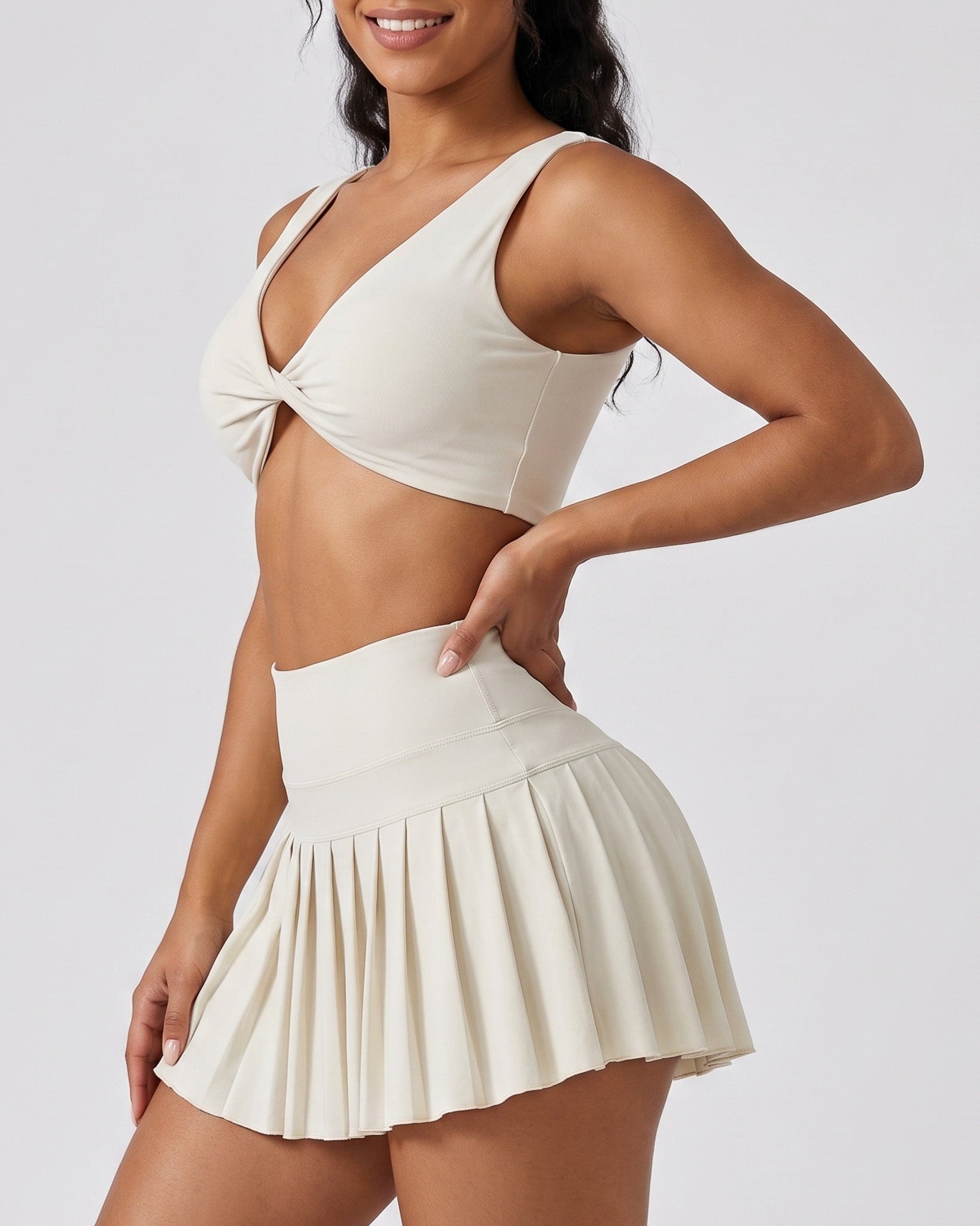 Conjunto Fitness Mujer Falda Short Plisada Y Top Deportivo - LQ1022
