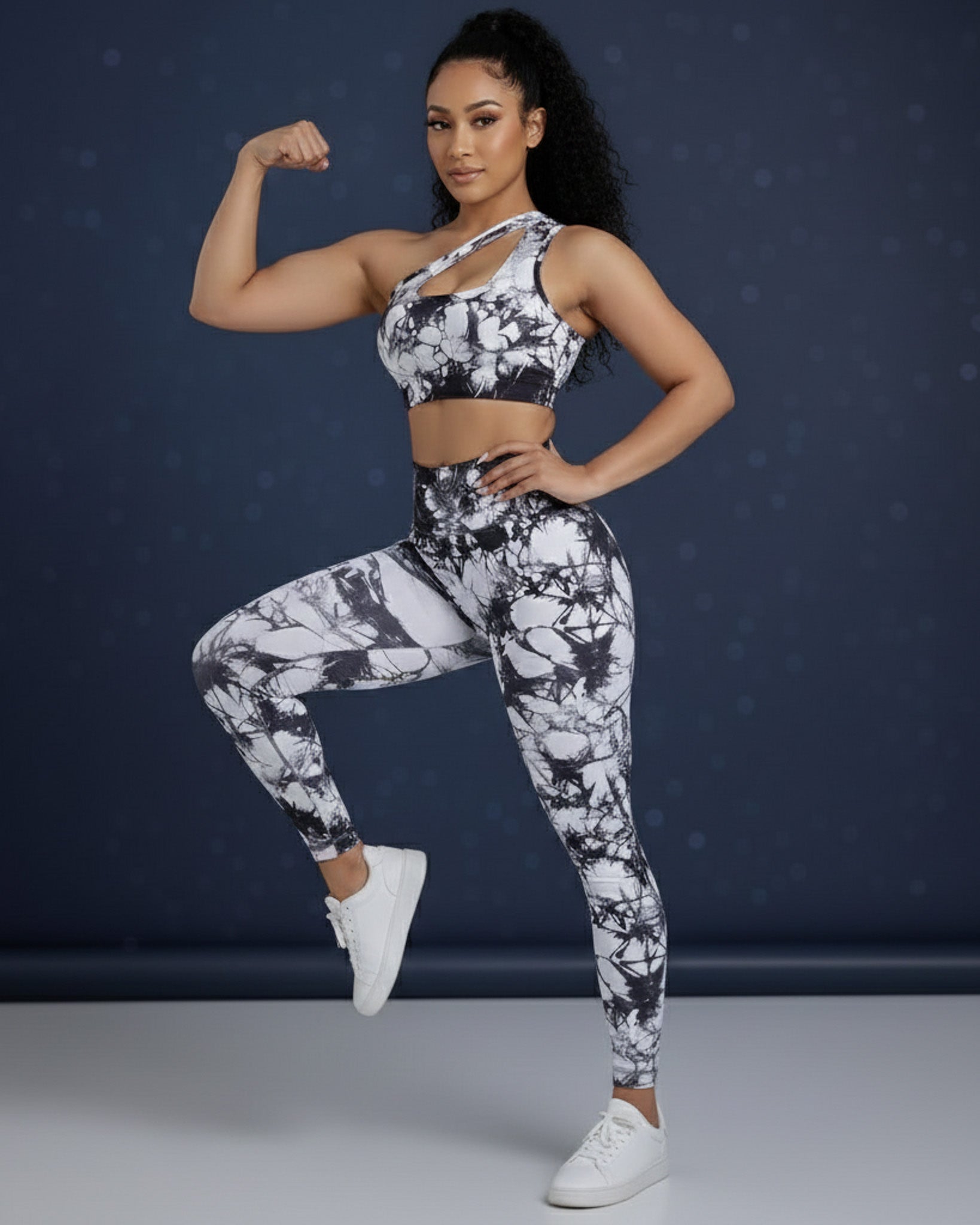 Conjunto de 2 piezas con top y leggings tie dye