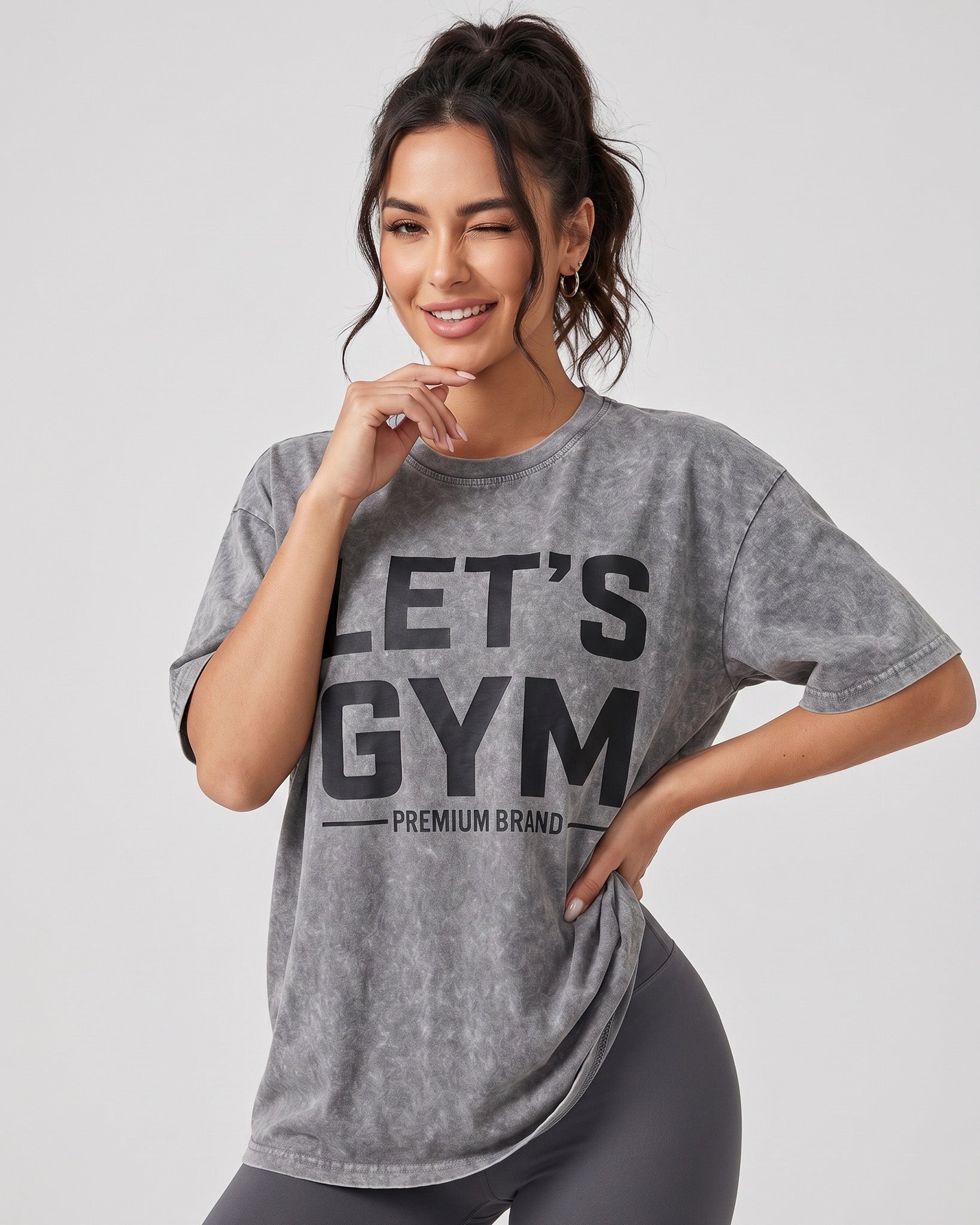 Polera Oversize Lets Gym - Look Retro Urbano Prelavada - A366
