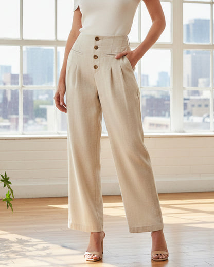 Pantalon Palazzo Mujer Cintura Alta - Verano - ZM2524