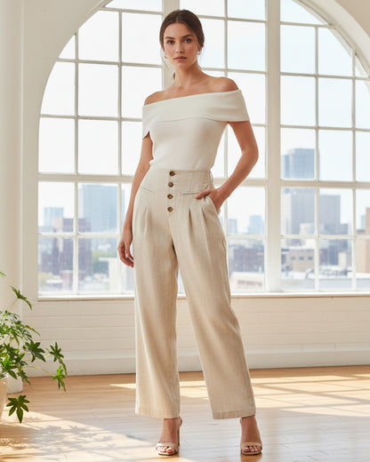 Pantalon Palazzo Mujer Cintura Alta - Verano - ZM2524