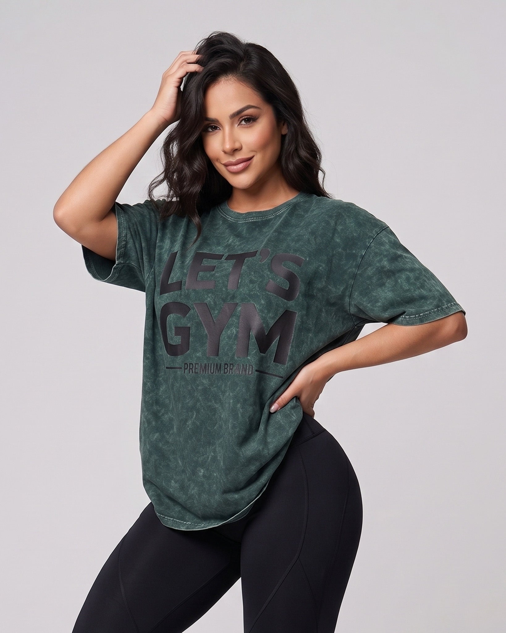 Polera Oversize Lets Gym - Look Retro Urbano Prelavada - A366