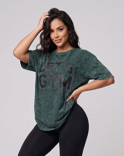 Polera Oversize Lets Gym - Look Retro Urbano Prelavada - A366